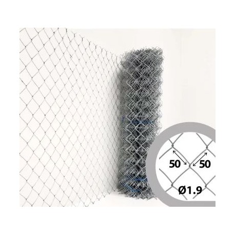 GRILLAGE SIMPLE TORSION GALVA EN 1,2M MAILLE 50X50MM FIL 2,4MM EN 25M