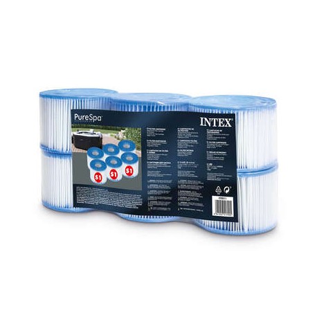LOT DE 6 CARTOUCHES DE FILTRATION S1 POUR SPA GONFLABLE INTEX