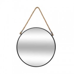 MIROIR METAL ROND CORDE NOIR 38CM