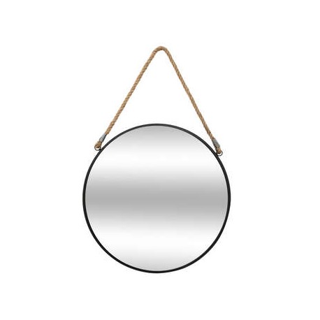 MIROIR METAL ROND CORDE NOIR 38CM