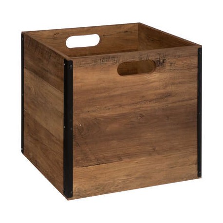 BOITE DE RANGEMENT BOIS INDUSTRIE 31X31CM