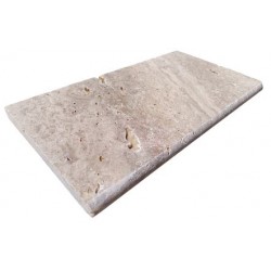 MARGELLE EN PIERRE DE TRAVERTIN VEILLIE BORD 1/2 ROND RUSTIC MIX 33X61X3CM