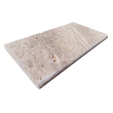MARGELLE EN PIERRE DE TRAVERTIN VEILLIE BORD 1/2 ROND RUSTIC MIX 33X61X3CM