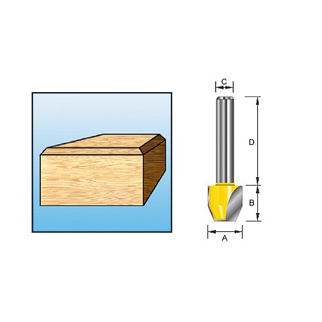 FRAISE DEFONCEUSE CHANFREINE AFFLEURANTE ANGLE 45° QUEUE DE 8MM MAK