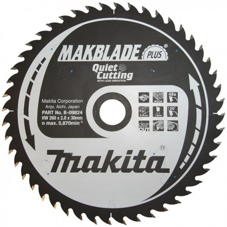 LAME SCIE CIRCULAIRE CARBURE D260X2,8X30 MM 48DENTS MAKITA B-09824