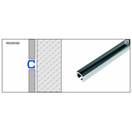 PROFILE DE FINITION DECORATIF/ SEPARATIF ALU ANODISE CHROMEE 10MM EN 2.5M