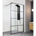 ECRAN DE DOUCHE TRANSPARENT SERIE CLUB SERIGRAPHIE NOIR 120X200CM EN 8MM