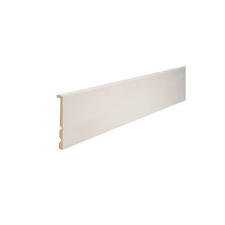 PLINTHE CHANT DROIT MDF PREPEINT BLANC A RECOUVREMENT DE 2,44M EN 22X133MM