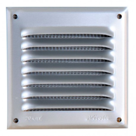 GRILLE PERSIENNE VENTILATION ALU AVEC MOUSTIQUAIRE GRIS