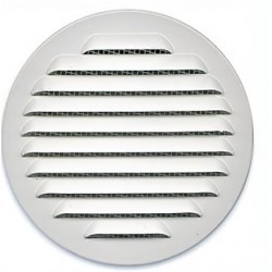 GRILLE RONDE PERSIENNE VENTILATION AVEC MOUSTIQUAIRE ALU BLANC