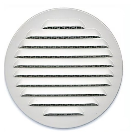 GRILLE RONDE PERSIENNE VENTILATION AVEC MOUSTIQUAIRE ALU BLANC