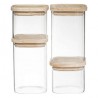 BOCAL VERRE+BOIS HERMET SET 4PIECES