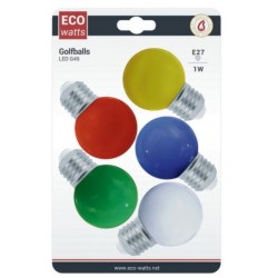 LOT AMPOULE DE COULEUR 1W E27 5PIECES