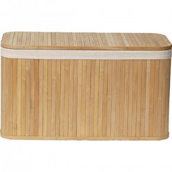 MALLE RECTANGULAIRE BAMBOU/TISSU LIN