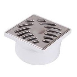 SIPHONNETTE GRILLE CADRE ET GRILLE INOX 10X10CM