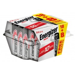 PILE LR6 (AA) 1,5V ALCALINE(S) ENERGIZER MAX 18+8 GRATUITES