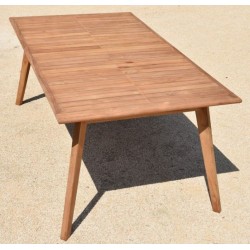 TABLE TAHITI 240 EN TECK MASSIF 180/240X 100X75CM + RALLONGE CENTRALE PAPILLON