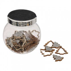 ACCESSOIRE BOCAL FORME BOIS EN SAPIN PAILLETTES 12PIECES