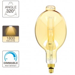 AMPOULE FILAMENT LED DECO GEANTE AMBRE BT180 800LUMENS 1800KELVIN 8W E27