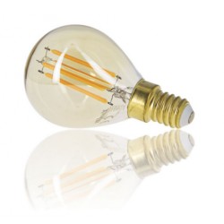 AMPOULE FILAMENT LED DECO SPHERIQUE P45 AMBRE 350 LUMENS 1800KELVIN 3,8W E14