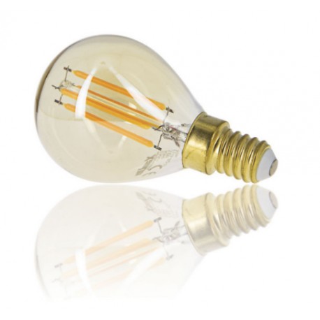AMPOULE FILAMENT LED DECO SPHERIQUE P45 AMBRE 350 LUMENS 1800KELVIN 3,8W E14
