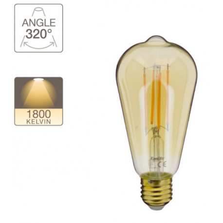 AMPOULE FILAMENT LED VINTAGE ST64 AMBRE 806 LUMENS 1800KELVIN 7W E27