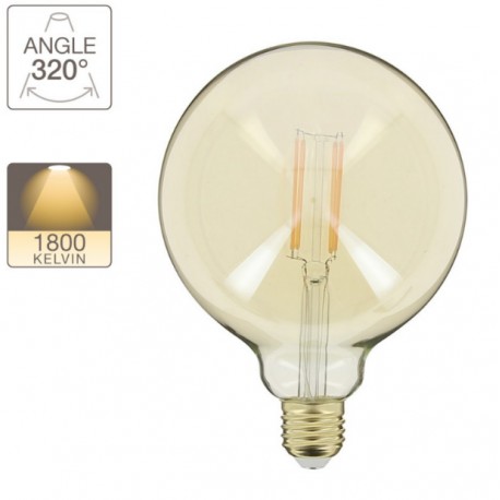 AMPOULE FILAMENT LED DECO VINTAGE G125 636 LUMENS 1800KELVIN 7W AMBRE E27