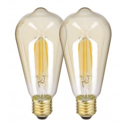 AMPOULE FILAMENT LED ST64 E27 AMBRE 800 LUMENS 1800KELVIN 8W 2PIECES