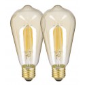 AMPOULE FILAMENT LED ST64 E27 AMBRE 800 LUMENS 1800KELVIN 8W 2PIECES