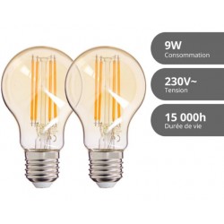 AMPOULE FILAMENT LED A60 E27 800 LUMENS 1800KELVIN 9W 2PIECES