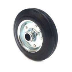 ROUE CAOUTCHOUC JANTE TOLE MANUTENTION 300MM AXE 25MM CHARGE 200KG