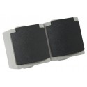 PRISE DOUBLE PERLE 2P+T IP65 GRIS