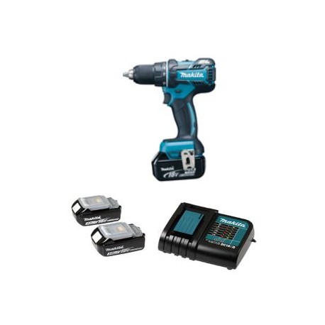 Perceuse visseuse sans fil Makita 18V + 2 batteries lithium 3 Ah +