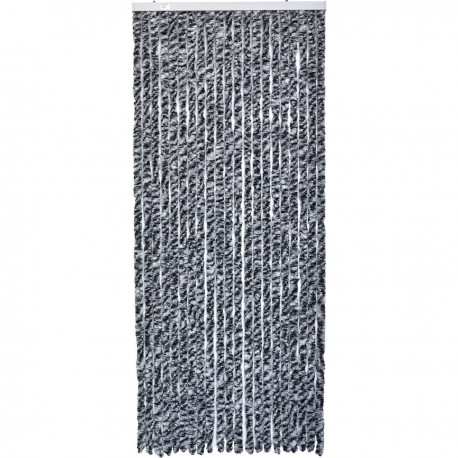 RIDEAU DE PORTE CHENILLE GRIS/NOIR 90X200CM