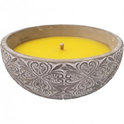 BOUGIE CITRONNELLE POT CIMENT ROSACE GRIS