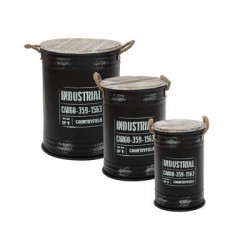 COFFRE METAL NOIR BRILLANT 3PIECES