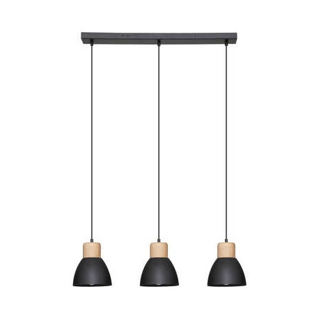 SUSPENSION 3 LAMPES EN METAL DESY NOIR 15CM