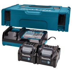 PACK 2 BATTERIES MAKITA 4AH 40V + CHARGEUR STANDARD 191V27-4