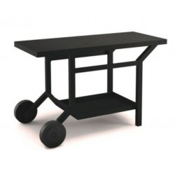 TABLE ROULANTE ACIER NOIR/GRIS POUR PLANCHA 450X600X750MM