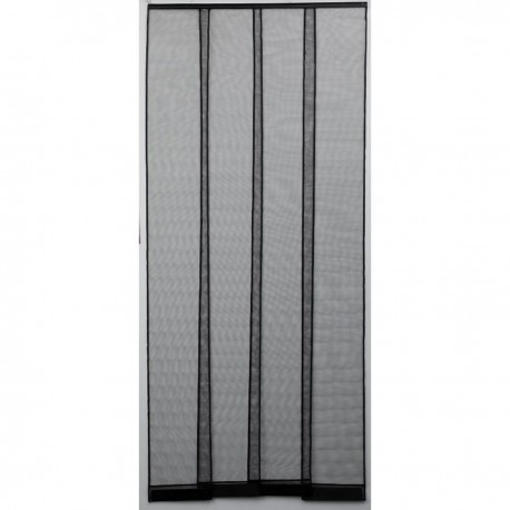 RIDEAU DE PORTE MOUSTIQUAIRE FIBRE DE VERRE 4 BANDES 100X230CM NOIR